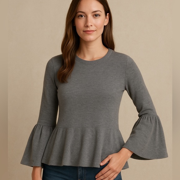 Nanette Lepore Peplum Bell Sleeve Merino Sweater L - Picture 1 of 11